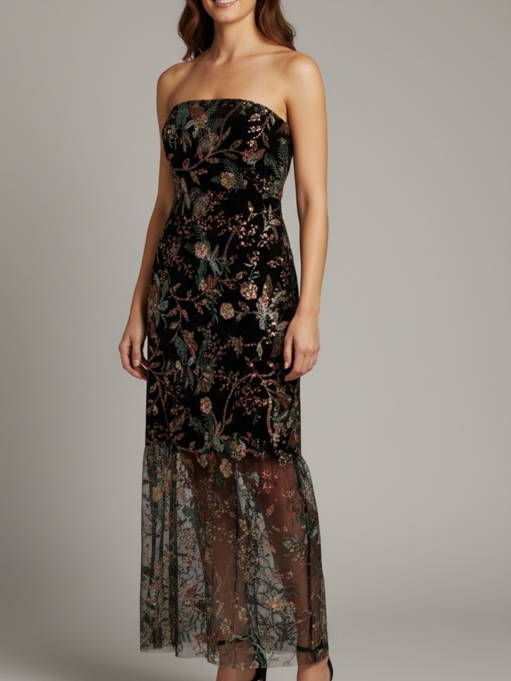 Sam Edelman Black Floral Embroidered Maxi Dress